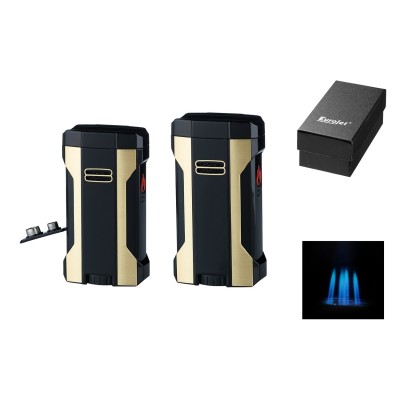 Winjet Αναπτήρας Πούρου 4 Jet Black-Gold + Punch 310036